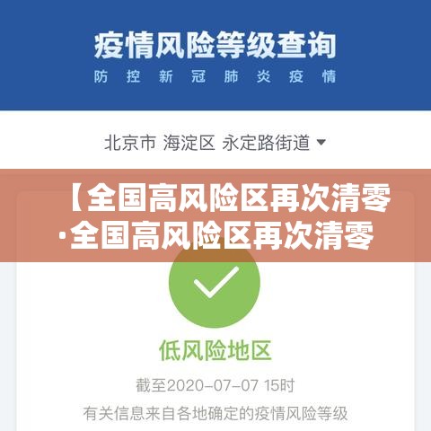 【全国高风险区再次清零·全国高风险区再次清零了吗】